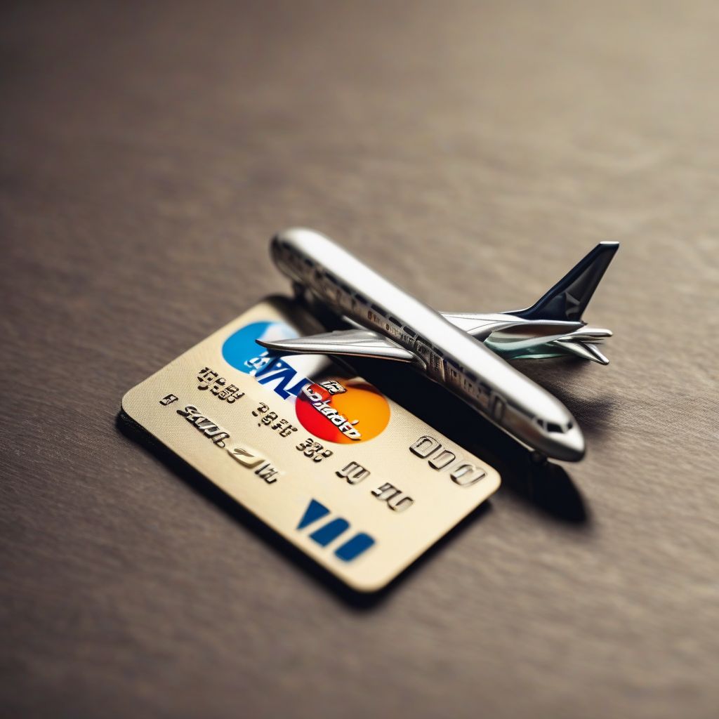 Credit card with airplane